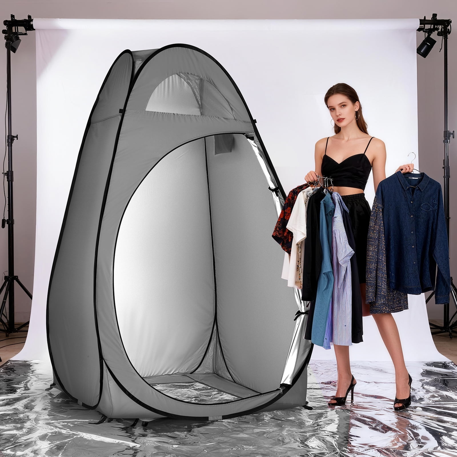 Ktaxon Camping Shower Tent, Portable Pop Up Changing Tent, Waterproof Dressing Room Privacy Tent for Camping Beach, Dark Gray
