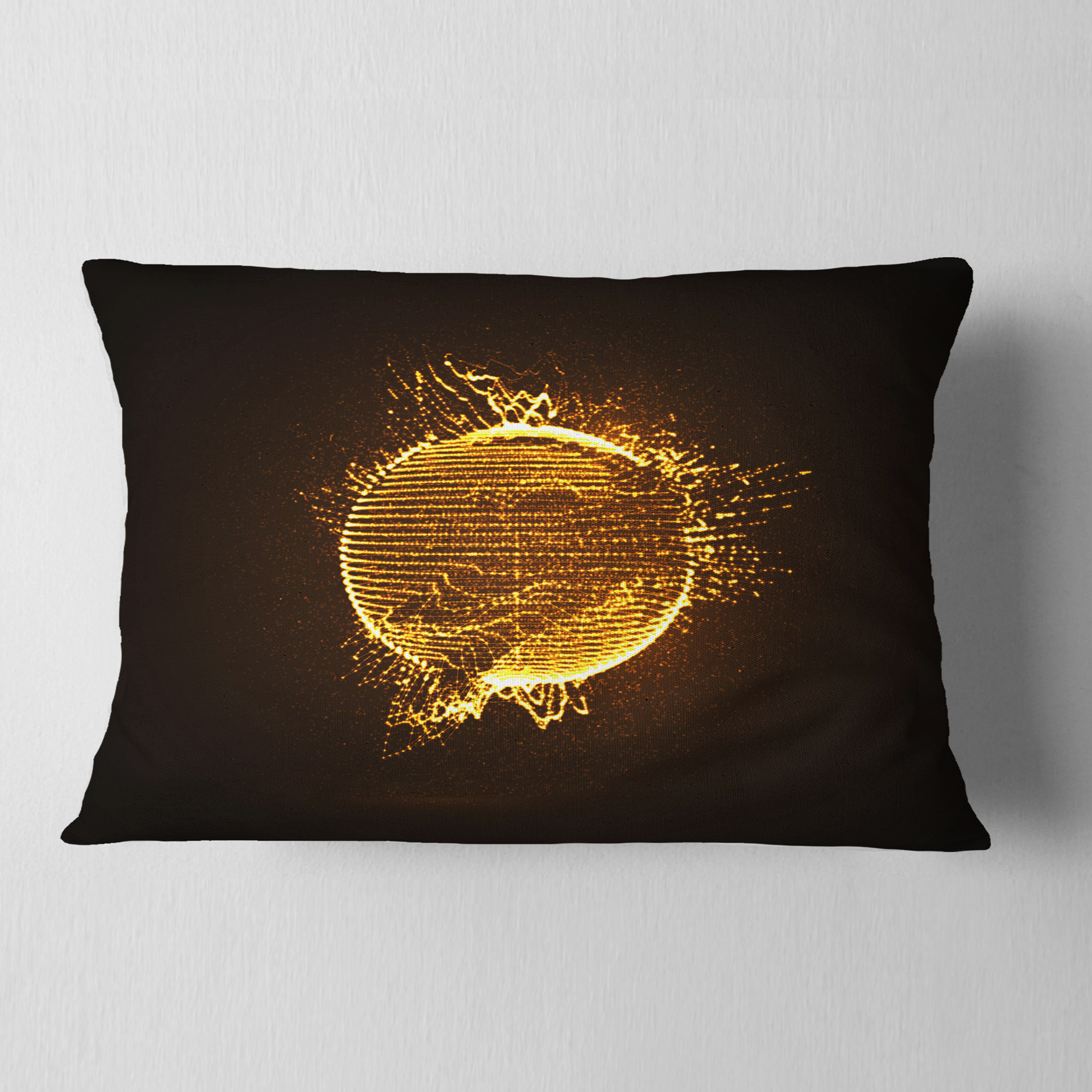 Designart Yellow Glowing Particles - Abstract Throw Pillow - 12x20