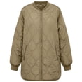 thumbnail image 5 of Vivianyo HD Women's Bomber Collar Long Quilted Jacket, Long Sleeve Lightweight Zip Up Winter Coat with Pockets, Sizes S-2XL, 5 of 8