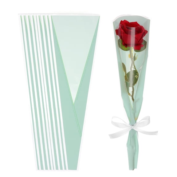 Uxcell 50 Pack Flower Wrapping Bag, Light Blue Floral Packing Sleeves