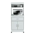 thumbnail image 4 of Inval 2-Door, 1-Drawer, Laminate Microwave Kitchen Storage Cart, Washed Oak, 4 of 6