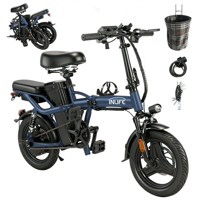 Inlife Bicicleta eléctrica plegable de 14 pulgadas para adultos