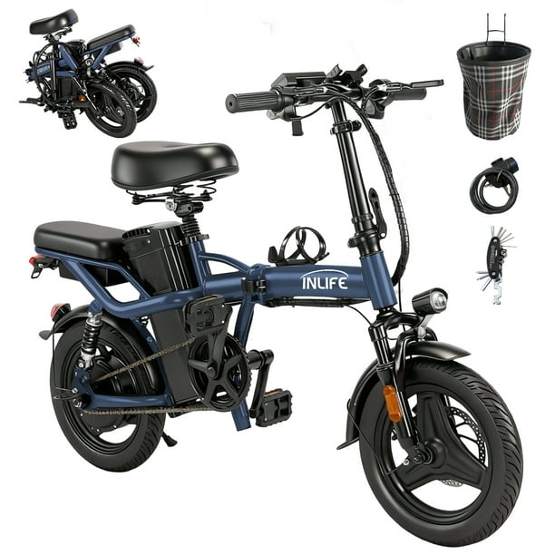 Inlife Bicicleta eléctrica plegable de 14 pulgadas para adultos