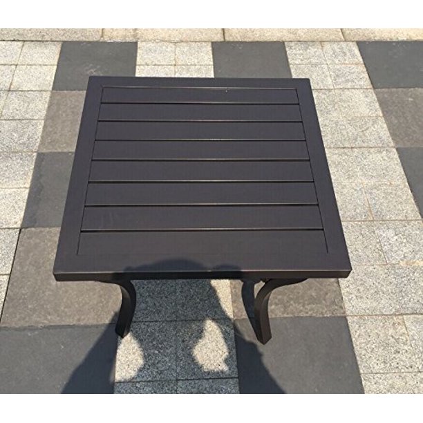 Outdoor Powder Coated Aluminum Bronze Slat Top Side Table Walmart Com Walmart Com
