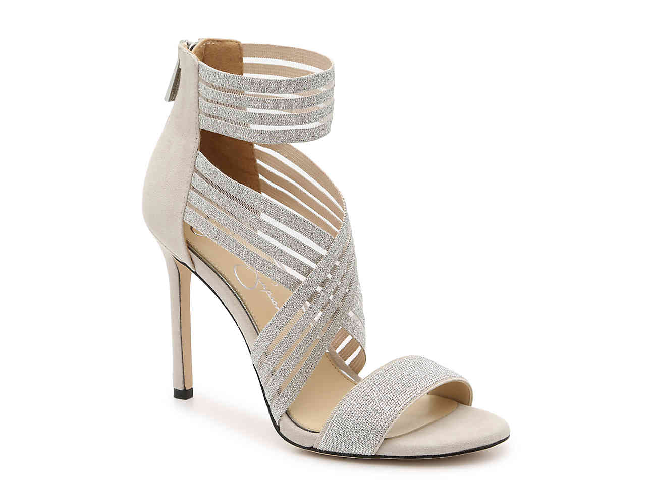 Jessica Simpson Jessica Simpson Jivero Silver Metallic Sparkling Open High Heel Elastic Sandals Walmart Com Walmart Com