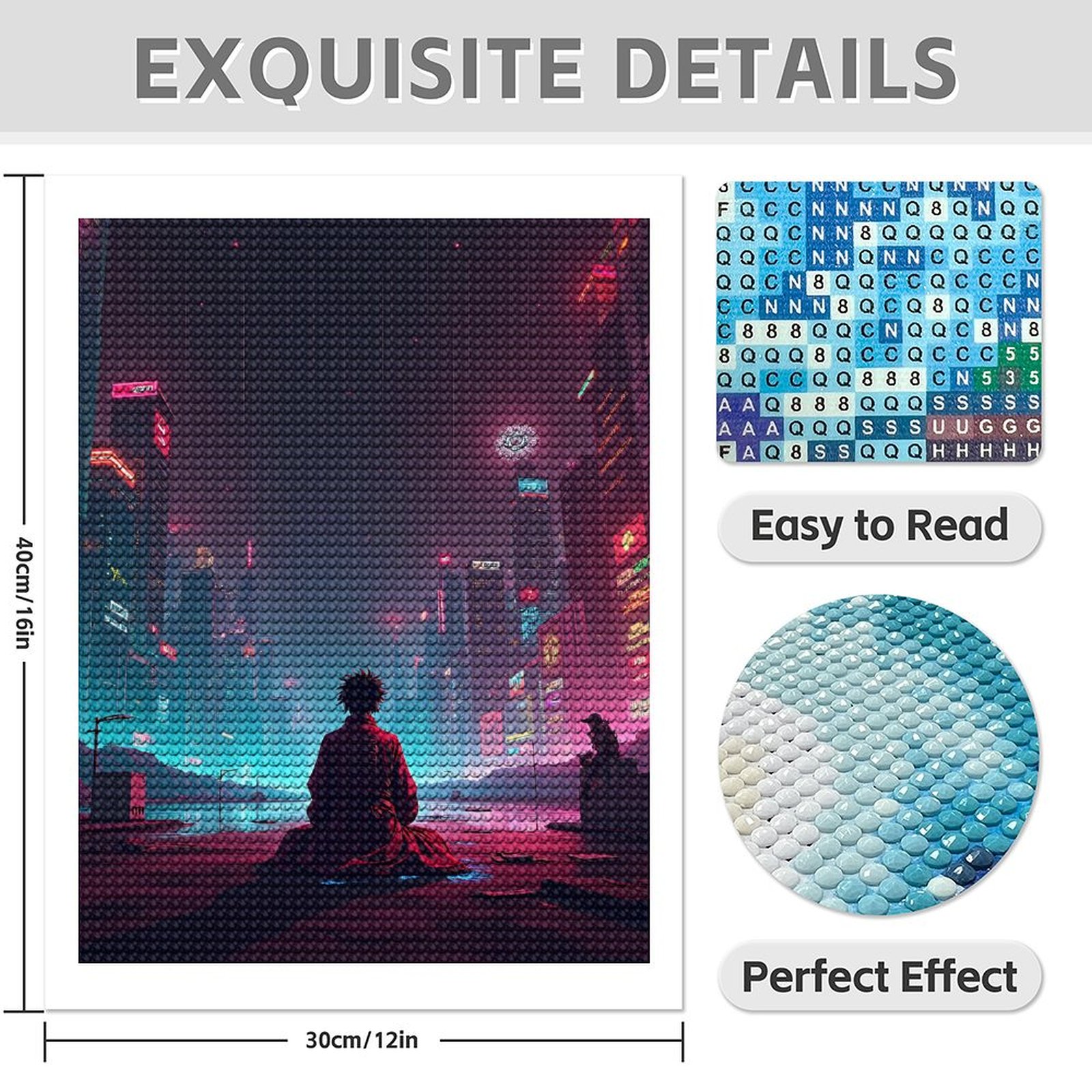 Diamond Art Kits for Adults - Cool Cyberpunk Cityscape Print No.18 5D Frameless Dimond Painting Kit for Adults Beginner, Round Diamond Kits for Home Wall Decor, Gift for Women