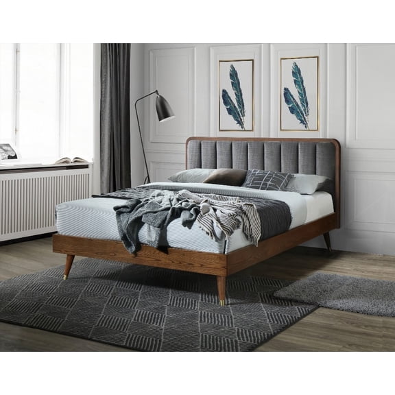 Queen-Size Monte Rosa Platform Bed - Upholstered Headboard & Superior Mattress Comfort