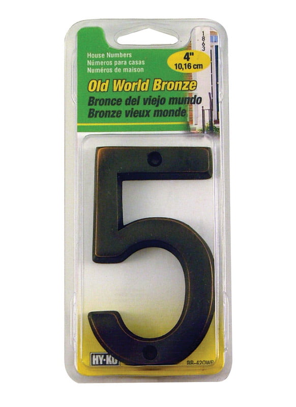 Hy-Ko Products  '6' House Number Mailbox Number  4" Solid Brass w/Brass Nails 