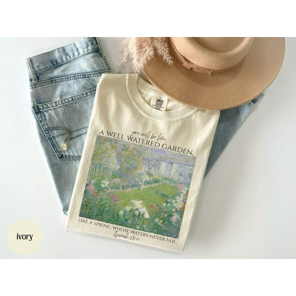 Gardening Bible Verse Christian Tshirt, Vintage Aesthetic Religious Woman Gift, Summer Garden Shirt Women's Faith Apparel , Jesus Tee