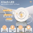 thumbnail image 2 of Wozzio High-Quality 4 Inch Recessed Lighting 3CCT Ultra Dimmable (12 Pack) for Home Decor - 3000K-5000K Selectable, 2 of 7