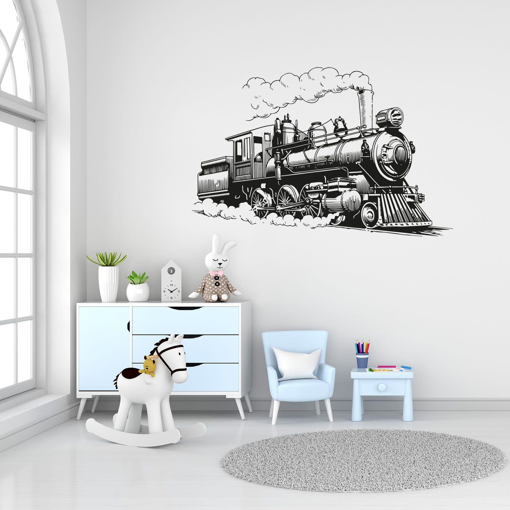 Vintage Train Silhouette Beautiful Vintage Steam Train Train Types Vinyl Wall Sticker Wall Decal Wall Art Décor Home Room Kids Room Boys Girls Room Train Lover Living Room Decoration Size (24x40 inch)