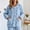 Blue, variant on Women's Fleece Pajama Cardigan Button Front Bow Embossed Long Sleeve Bed Jacket with Pockets Cozy Warm Winter Sleepwear Top