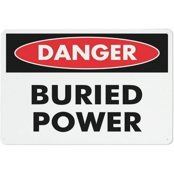 Danger Buried Power Sign 12 X 8 Inches Reflective Aluminum Metal Warning Signage With Symbol For Indoor Outdoor Use
