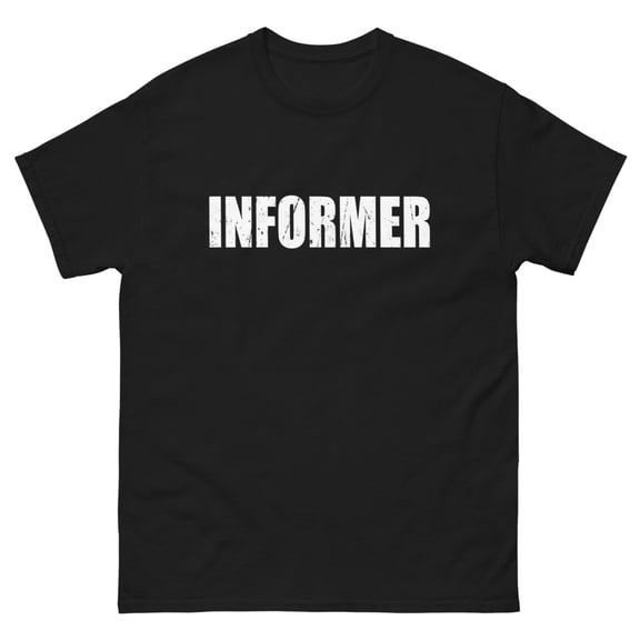 Informer T Shirt Halloween Costume Funny Cute Distressed White Print classic tee (Black, S)