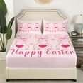 thumbnail image 2 of Erosebridal Cartoon Rabbit Fitted Sheet Twin, Happy Easter Print Bedding Set Twin Size, Festival Decor, 2pcs (No Top Sheet), 2 of 6