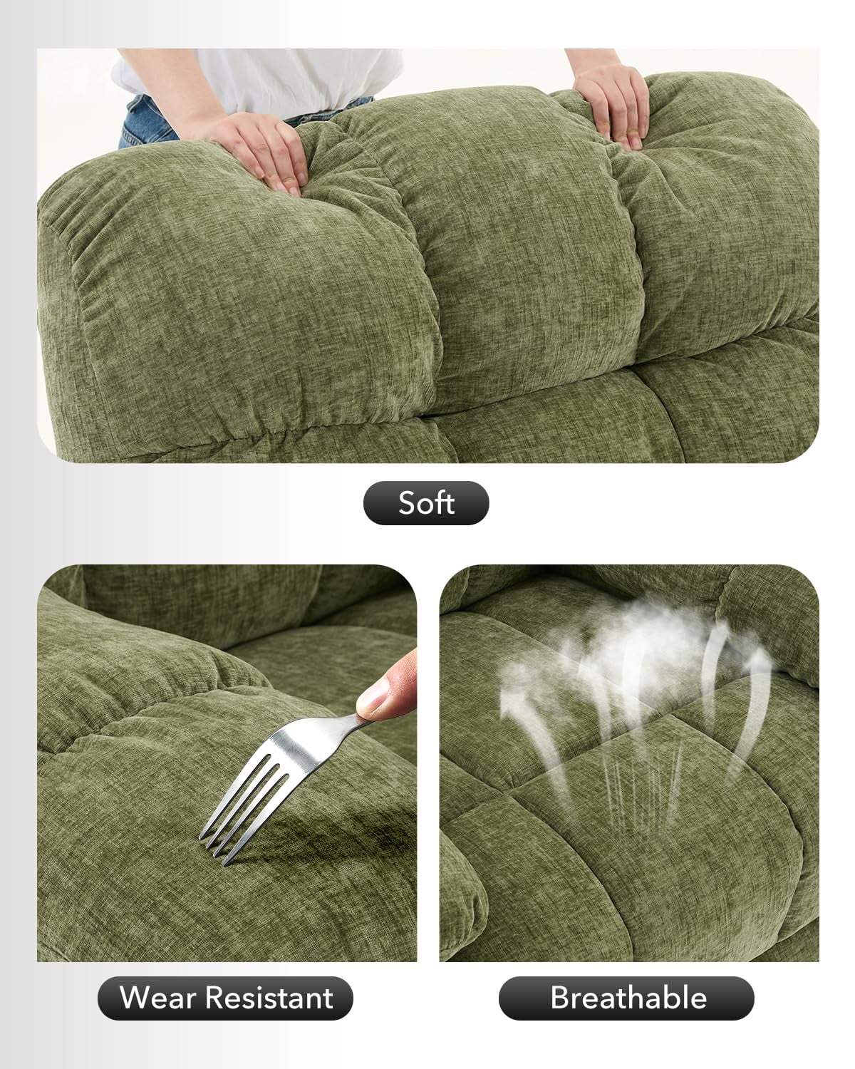 Swivel Rocking Recliner Chair, 360° Swivel 135° Tilt Glider Nursery Chair with Extra Large Footrest, Chenille Upholstery Q235 Steel Frame High Back Deep Seat for Living Room Bedroom Small Spaces