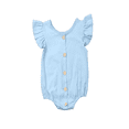 thumbnail image 2 of xiaxaixu Baby Girl Ruffled Flying Sleeve Bodysuit Solid Color Button Romper, 2 of 8