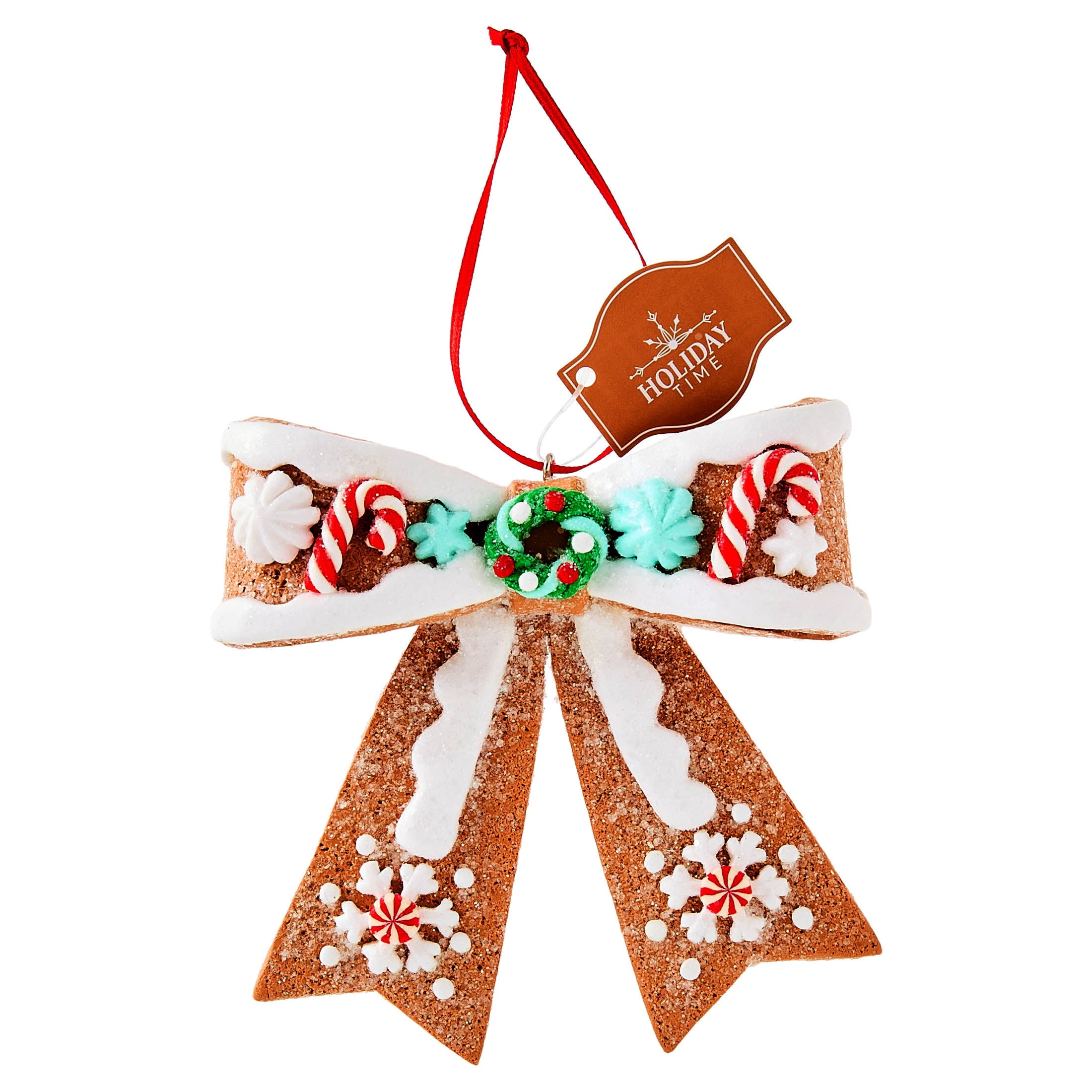 Multicolor Clay Dough Gingerbread Bow Christmas Ornament, 4", by Holiday Time