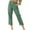Green, variant on Funicet Women's Casual Pants Elastic Waist High Waist Button Straight Pants with Pocket Cotton Linen