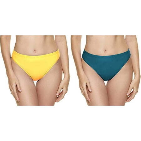 (2-Pack) Kcodviy Women Vintage Print Low Womens Swimming Pants Waist Brazilian Bikini Bottom Swim Pants for 12-14 Swimwear Briefs Beachwear Brazilian Bikini Bottom Side Tie Thong Bathing Swimbottom
