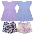 thumbnail image 3 of Millie Loves Lily Girls Orchid & Periwinkle Tops & Printed Shorts Set, Toddler Girls, Size 2T, 4PCS, 3 of 4