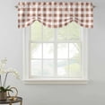 thumbnail image 2 of Brown Checkered Tie Up Valance Curtains for Windows, Kitchen Curtains Window Shades, Farmhouse Buffalo Plaid Light Filtering Roman Curtain Valances for Bedroom/Bathroom/Cafe 60"x18", 2 of 9
