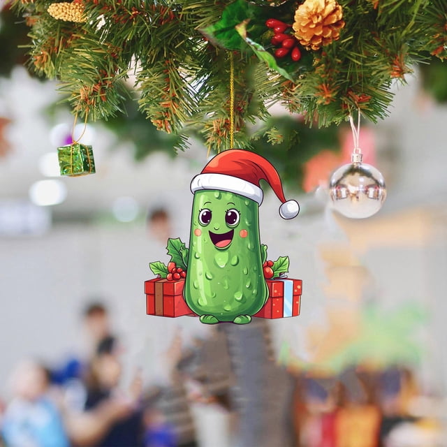 Multi Functional Acrylic Decorative Christmas Tree Pendant Cute Mini Cucumber Christmas Pendant