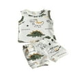 thumbnail image 2 of OUSITAID 2Pcs Newborn Baby Boy Dinosaur Summer Clothes Ribbed Tank T-shirt Shorts Set Outfits 0-24 Months, 2 of 7