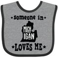 thumbnail image 3 of Inktastic Michigan Travel Gift Someone Loves Me Boys or Girls Baby Bib, 3 of 4