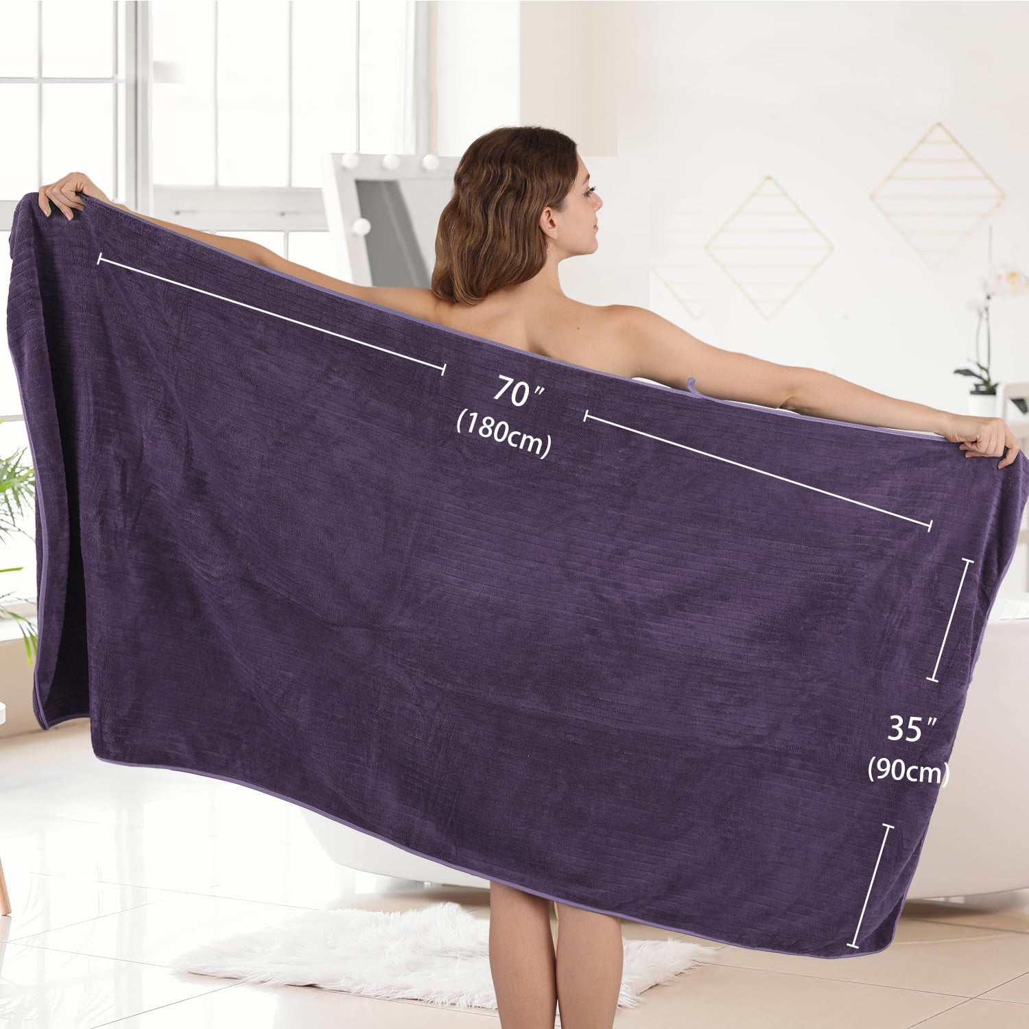 Covina Home 4 Pack Dark Purple Bath Towel Set Microfiber Bathroom Towel Set Ultra Soft Plush Oversized Towels Adult Luxury Bath Sheet