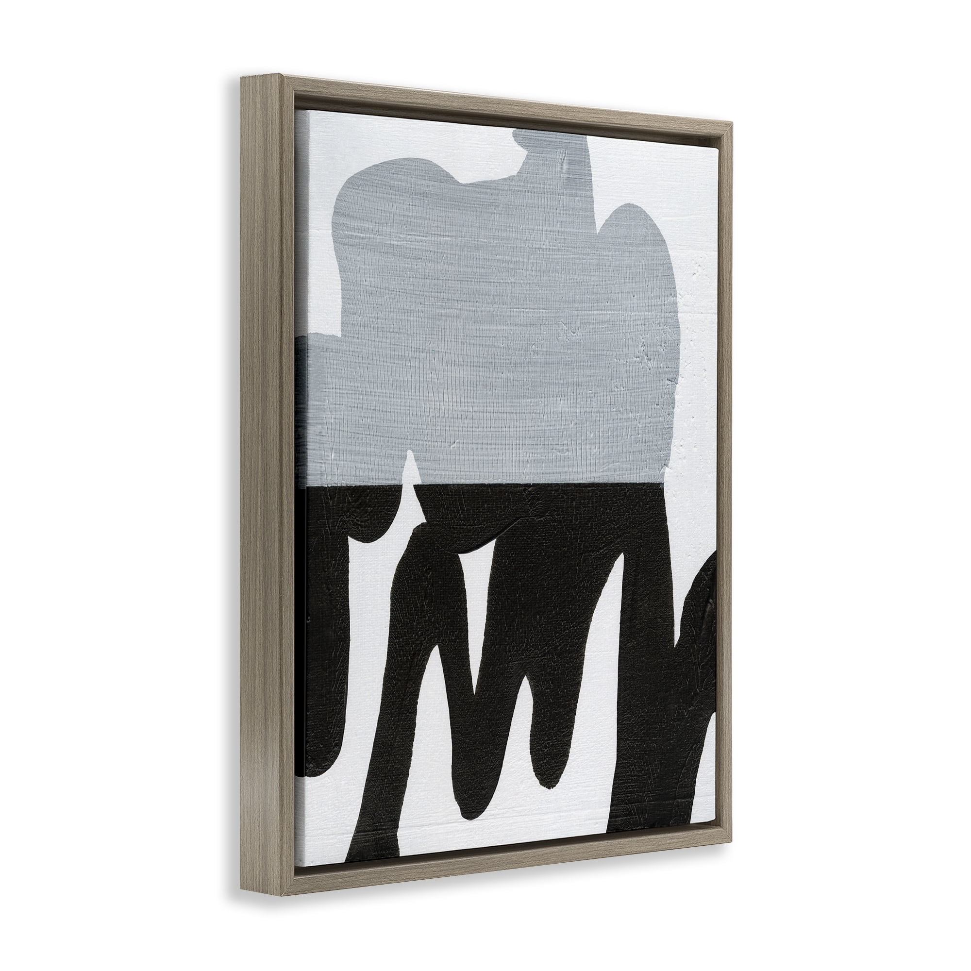 Stupell Industries Opaque Black & Grey Form Abstract Painting Brown Floater Framed Canvas Art Print Wall Art, 17 x 21