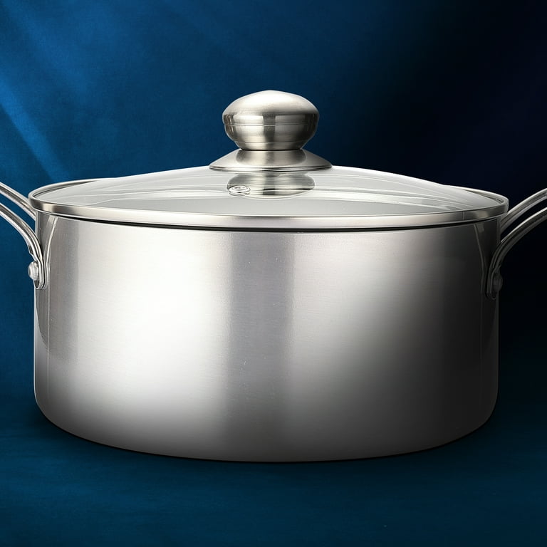 Eternal Living Nonstick Stock Pot Stainless Steel and Ceramic Infused  Cooking Pot with Lid, Blue 4.5 qt