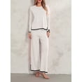 thumbnail image 2 of KelaJuan Women 2 Piece Knitted Outfits Contrast Color Loose Sweater and Elastic Pants Set Streetwear Aesthetic Clothes, 2 of 5