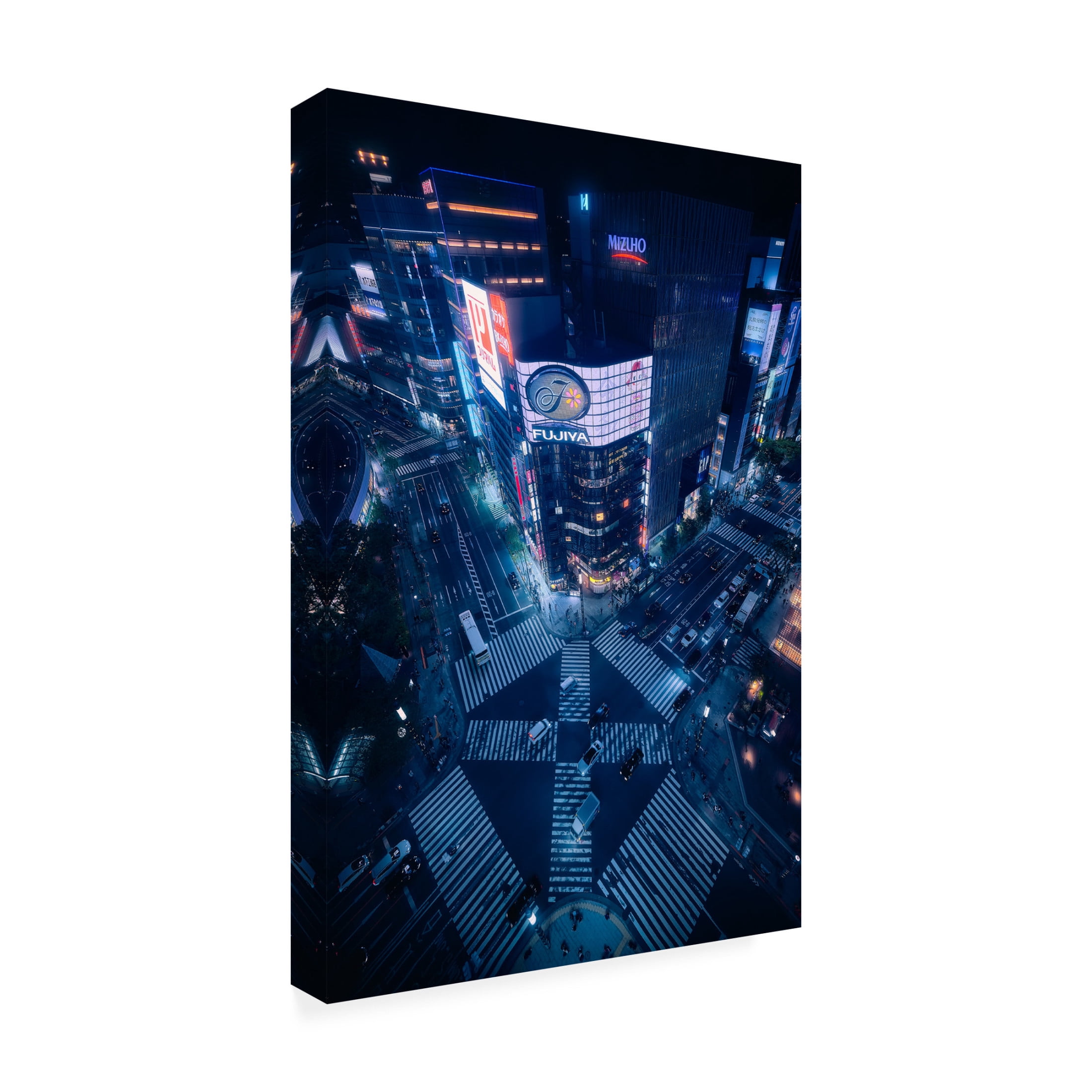 Canvas Wall Art - Javier De La 'Crossing Ginza' Wall Art for Living Room, Bedroom, or Office Décor by Trademark Fine Art - 30 x 47 Inches