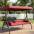 thumbnail image 6 of TLSUNNY 3-Seat Outdoor Porch Swing with Stand and Canopy, Convertible Porch Swing Bed for Adults, W/ Foldable Cup Holders & Removable Pillows, 800LBS, 6 of 11
