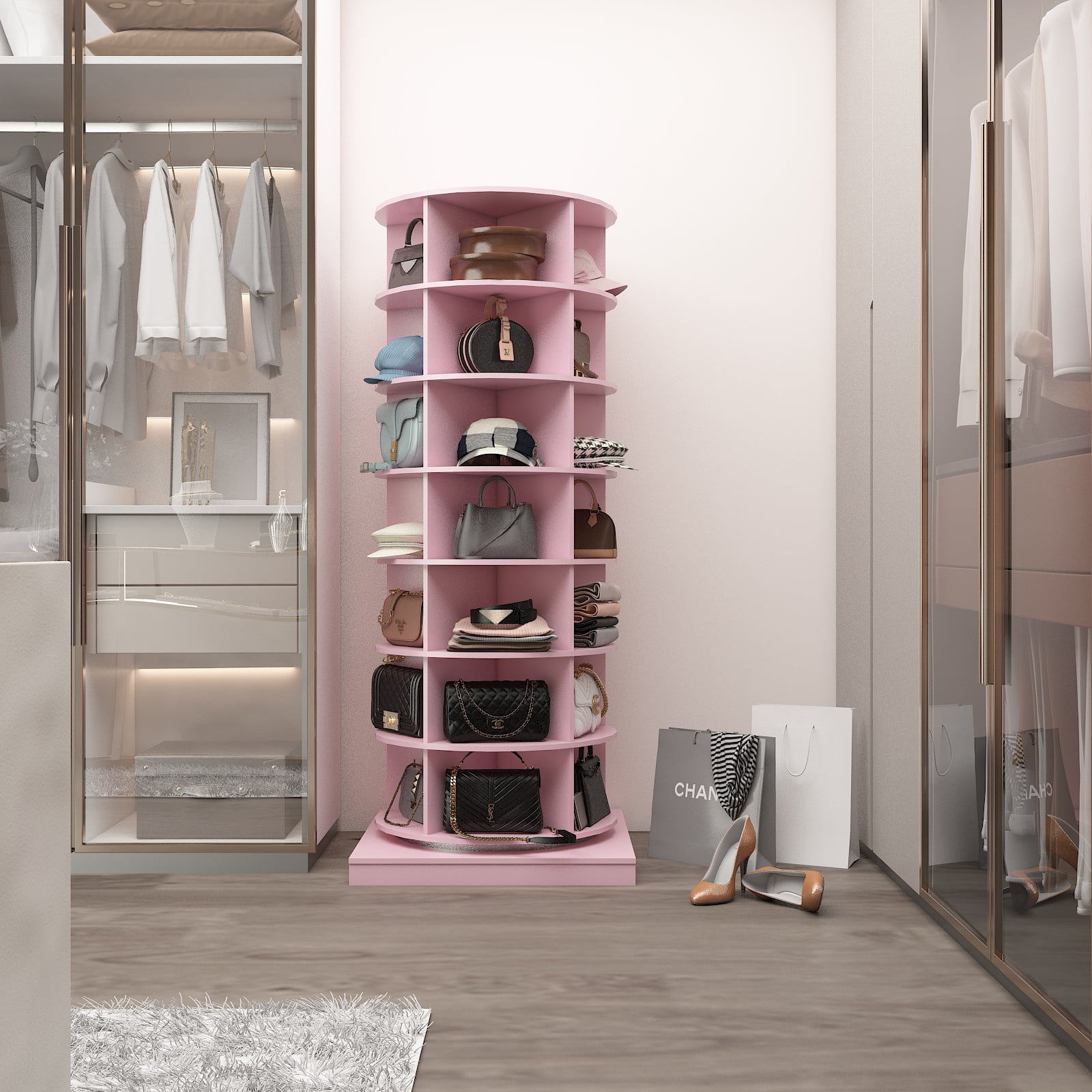 7-Tier 360° Rotating Pink Shoe Rack Organizer UK Ubuy
