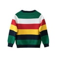 thumbnail image 6 of Odeerbi Toddler Boys Girls Striped Sweater Cardigan Children's Long Sleeve Round Neck Botton Cotton Sweater Green, 6 of 6