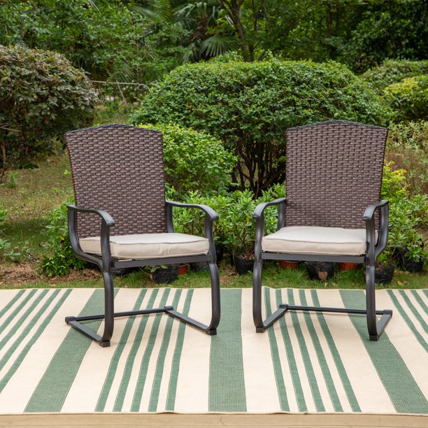 MF Studio Outdoor Wicker Patio Dining Chair Set of 2 CSpring Rattan