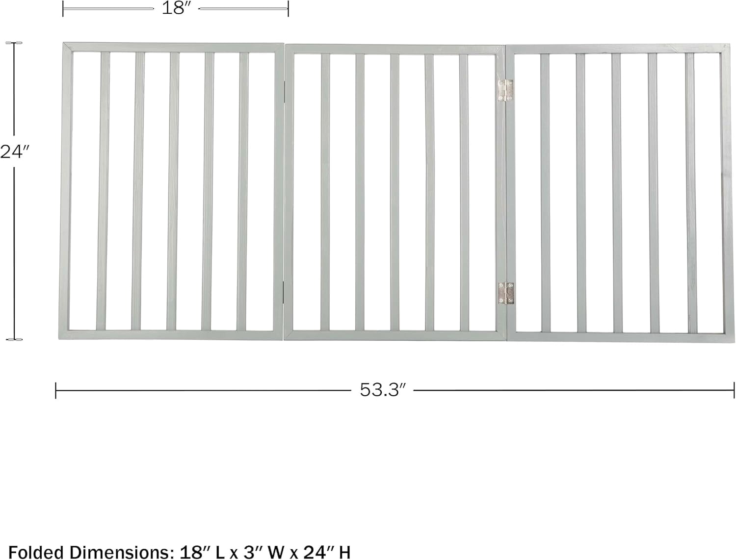 Foldable Indoor Dog Gate with 4 Panels for Stairs, Hallways, or Doorways - 72x24-Inch Retractable Wood Freestanding Pet Barrier (Gray)