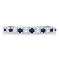 thumbnail image 2 of Diamond and Blue Sapphire Ring Anniversary Band 14k White Gold (0.32ct), 2 of 4