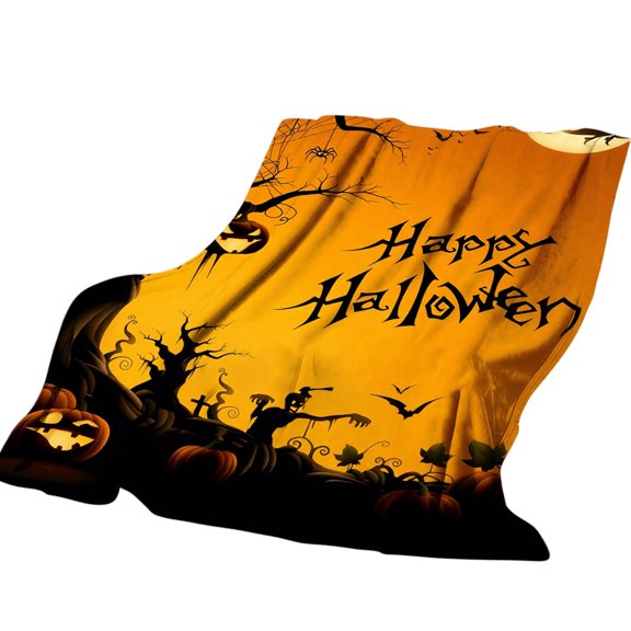 StlyGar Halloween Throw Blanket Ultra Soft Plush Fleece with Spooky Pumpkins Cozy Lightweight Flannel Throw for Sofa Bed Couch Halloween Decor