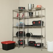 Hyper Tough 5-Tier Corner Shelving Unit, Freestanding Steel Wire Storage Rack, Chrome/Silver