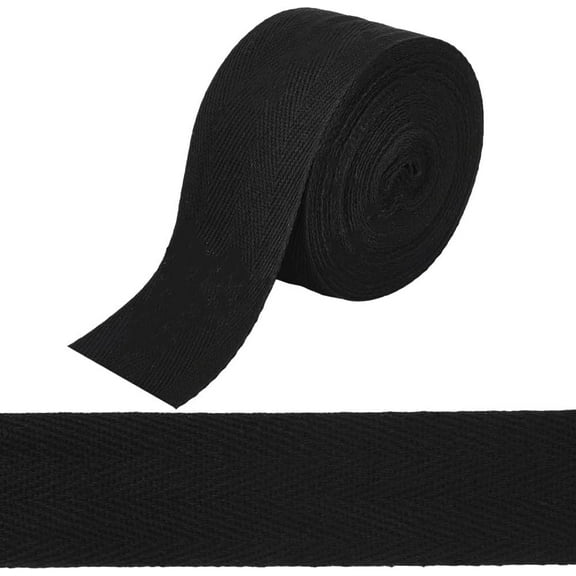 10.94 Yards x 2 Inch Cotton Twill Tape Black Bias Binding Ribbon Herringbone Tape Roll Webbing for Clothes Sewing Dressmaking Carpet Seam Binding Gift Wrapping Craft Homer Decor
