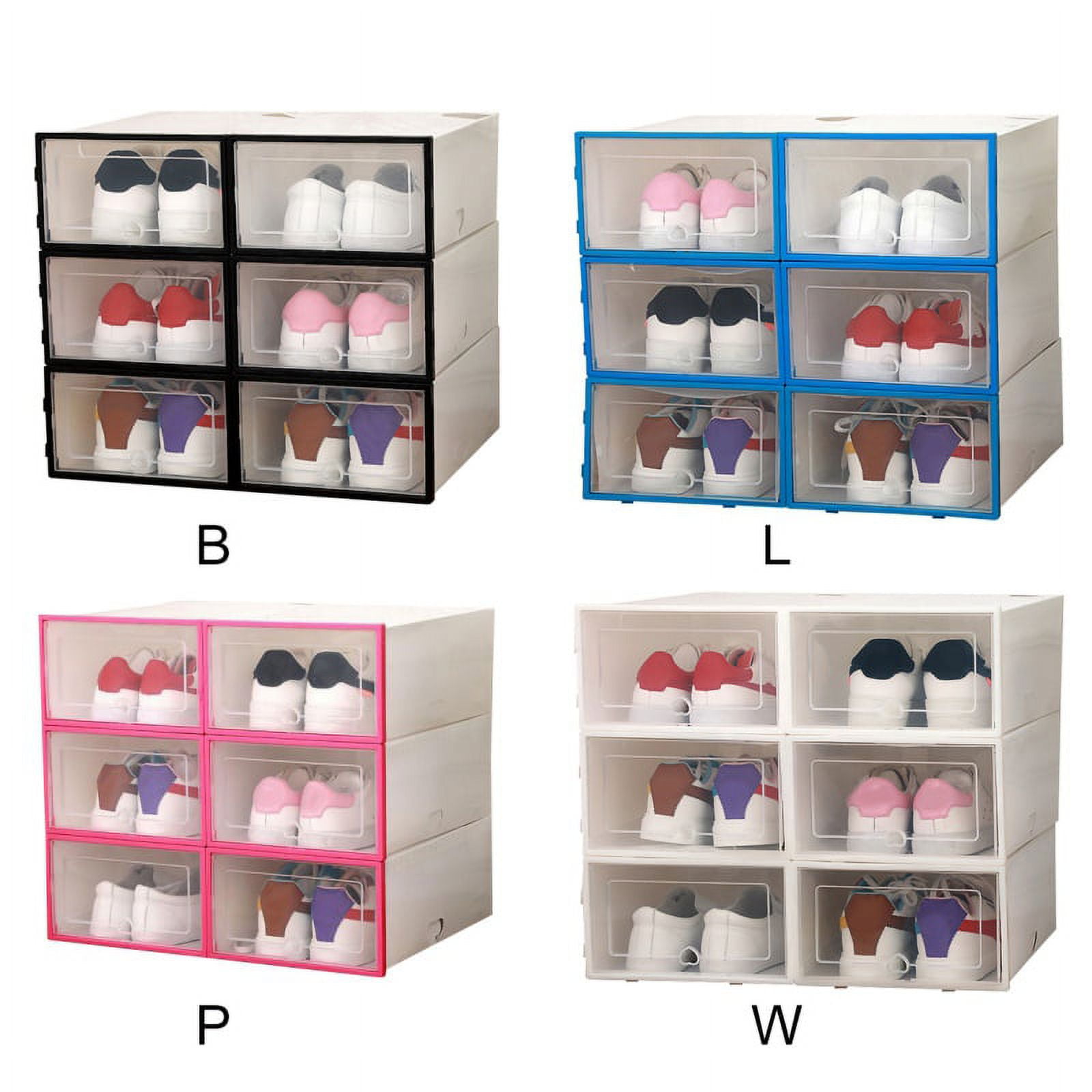 Topwoner 1pc Foldable Plastic Shoes Box Transparent Household Storage Drawer Organizer DIY Divider Clear Stackable Shoe Organizer Bins, Drawer Type Front