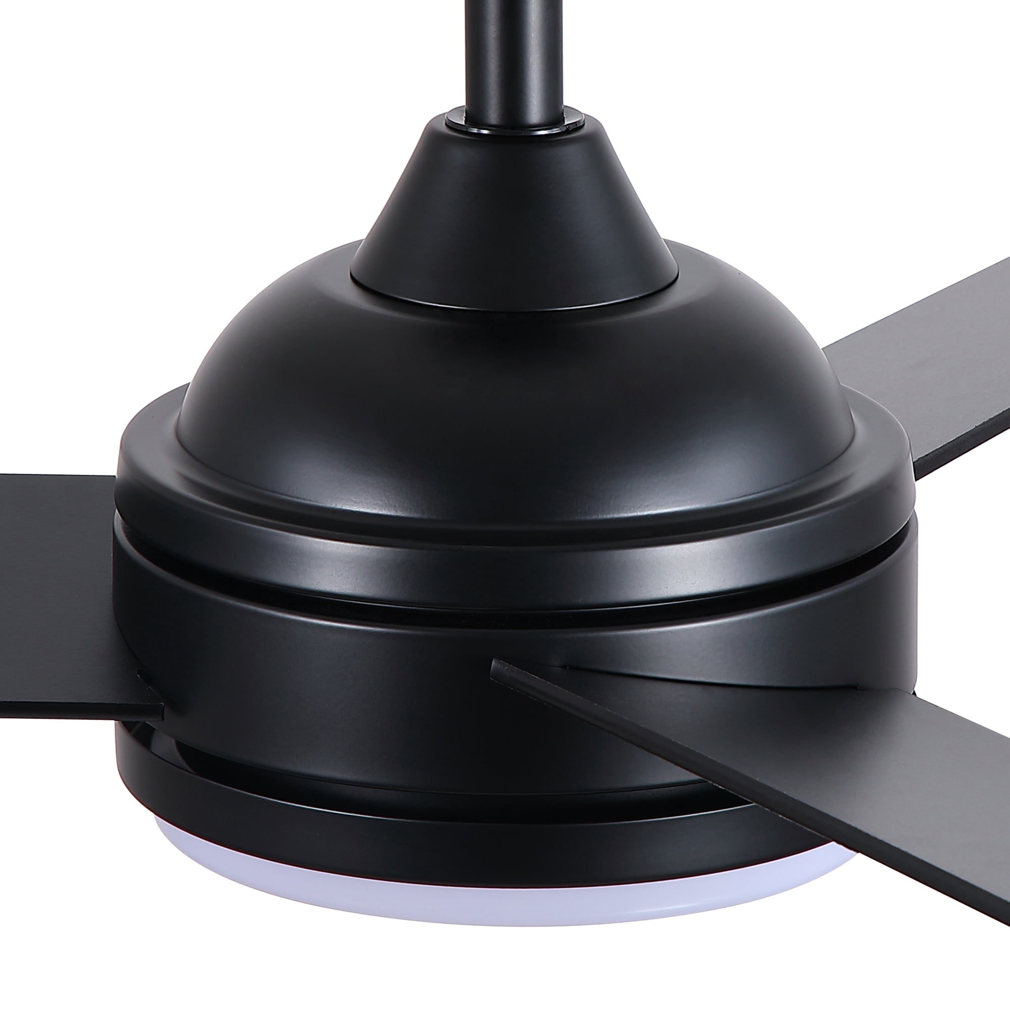 Leumius 52" Black Ceiling Fan with Intergrated LED Light Kit with Remote Control, 3 Plywood Blades and Work with Smart APP for Living Room Bedroom