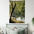 thumbnail image 4 of Nature Tapestry Wall Hanging Bench under Timber Tree by Riverside Epic Countryside Rural Relaxing Resting Space Scenery, Bedroom Living Room Dorm Decor, 60W X 80L Inches, Green, by Ambesonne, 4 of 5