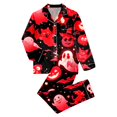 thumbnail image 2 of Red Matching Family Halloween Pajamas Polyester,Spandex Button Down Notch Collar Soft Long Sleeve Pjs Set with Long Pant Set Lounge Set 2XL, 2 of 3