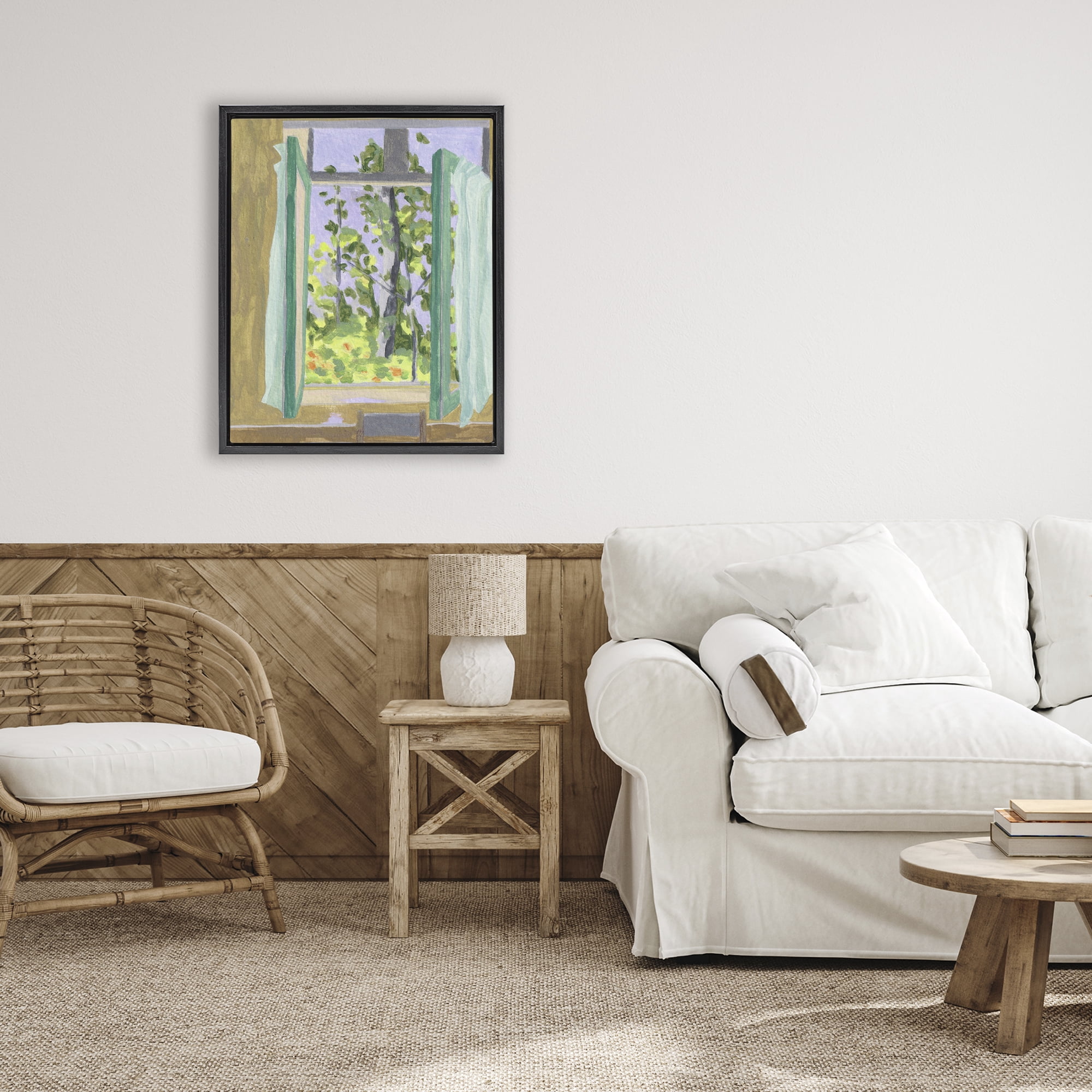 A Seat For Spring Black Framed Floater Canvas Wall Art, design by Melissa Wang