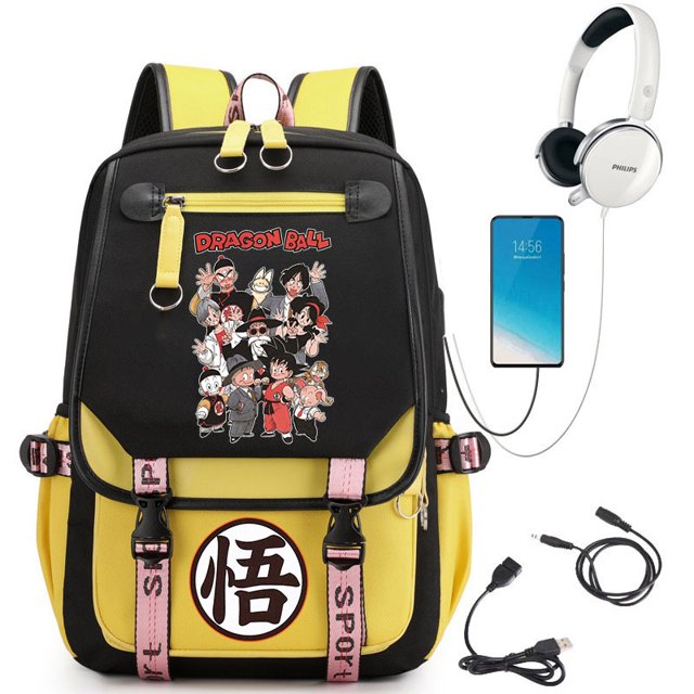 Mochila Dragon Ball Z Para Mujeres , Escolar Para Ordenador Para Hombres De Estudiante , Bolsa De Viaje (Interfaz USB E De Auriculares)