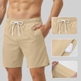 thumbnail image 2 of lcziwo Mens Board Shorts with Compression Liner Breathable Stretch Swim Trunks Multi Pockets Summer Beach Drawstring Shorts,Khaki,M, 2 of 5